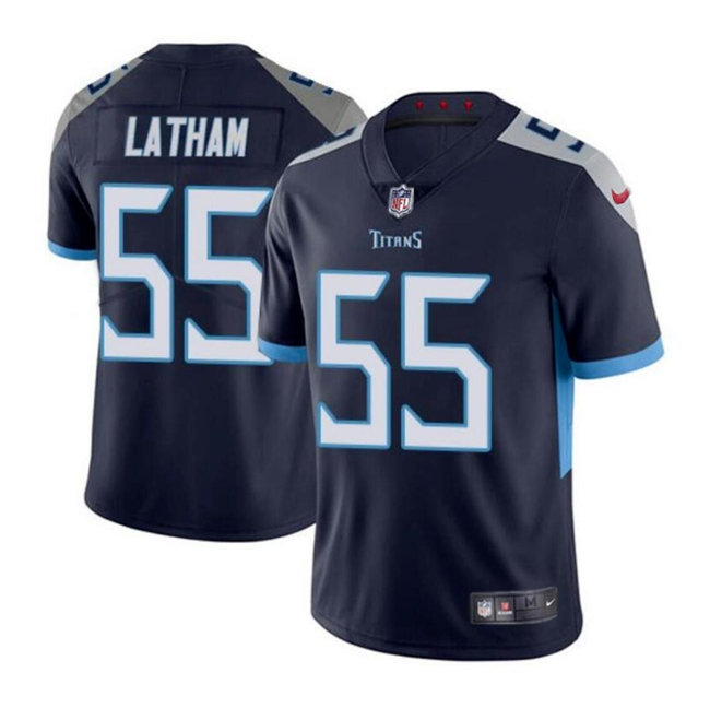 Men's Tennessee Titans #55 JC Latham Navy 2024 Draft Vapor Limited Football Stitched Jersey